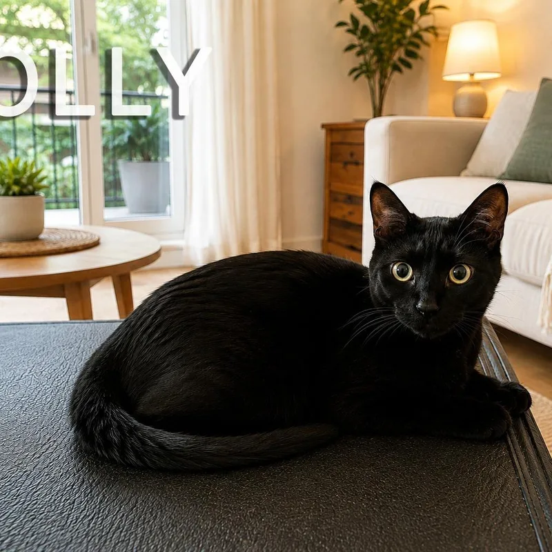 A baby medium-sized male Black Domestic Short Hair cat named Rolly for adoption in Boston, MA