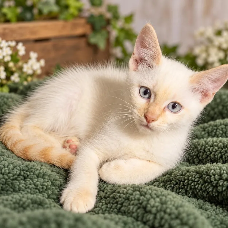 A baby small-sized male White Domestic Short Hair cat named Cotton for adoption in Rockmart, GA