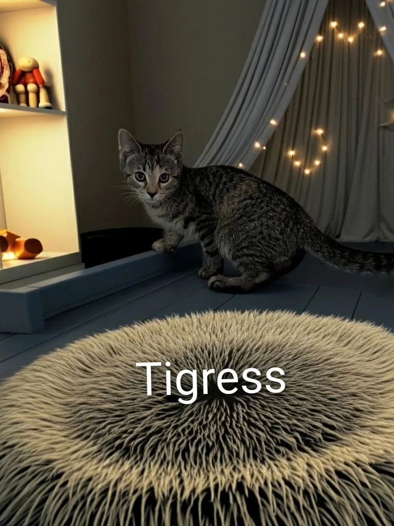 A baby medium-sized female Domestic Short Hair cat named Tigress for adoption in Jim Thorpe, PA