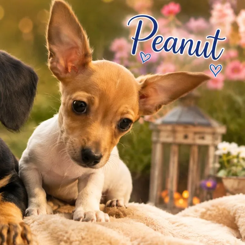 A baby small-sized male White / Cream Chihuahua dog named Peanut for adoption in Hohenwald, TN