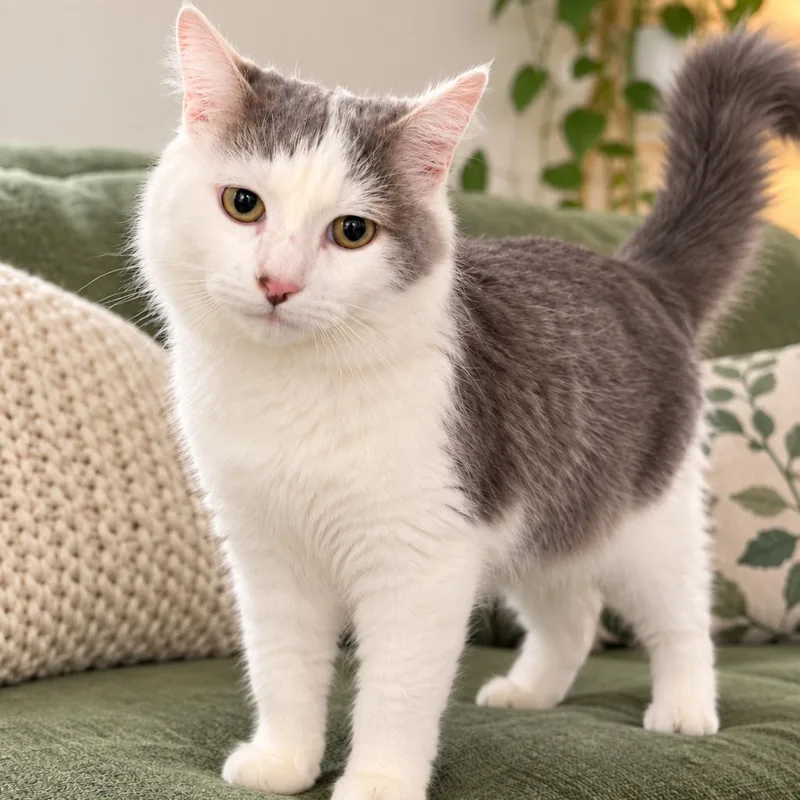 A baby medium-sized male White Domestic Long Hair cat named Paul for adoption in Alexandria, VA