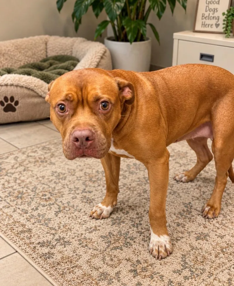 An adult medium-sized female American Bulldog dog named Michelle for adoption in Centralia, IL
