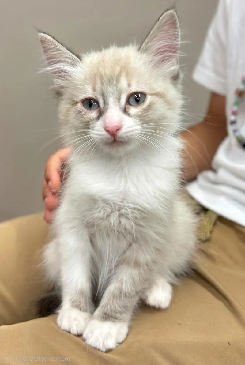 A baby medium-sized male Buff / Tan / Fawn Siamese cat named Vincent for adoption in Campbell, CA