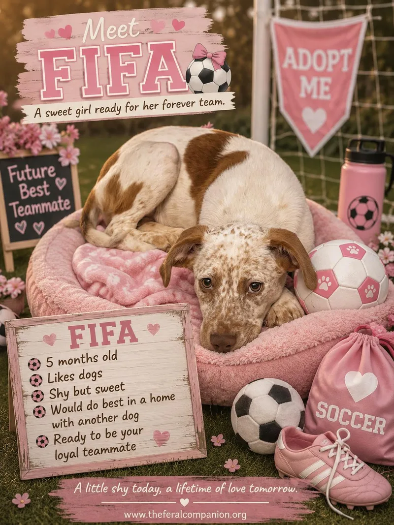 A young medium-sized female Mixed Breed dog named Fifa for adoption in Eureka, MO