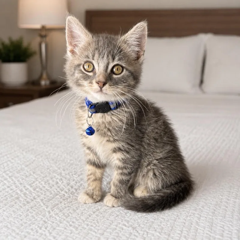 A baby small-sized male Gray / Blue / Silver Domestic Medium Hair cat named Buster for adoption in Inman, SC