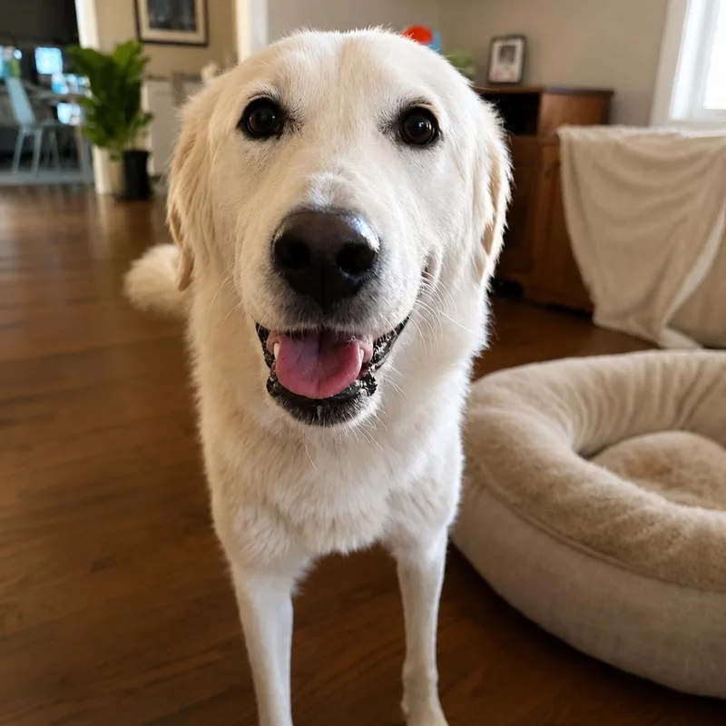 A young medium-sized female White / Cream Great Pyrenees dog named Duckie for adoption in Wichita, KS