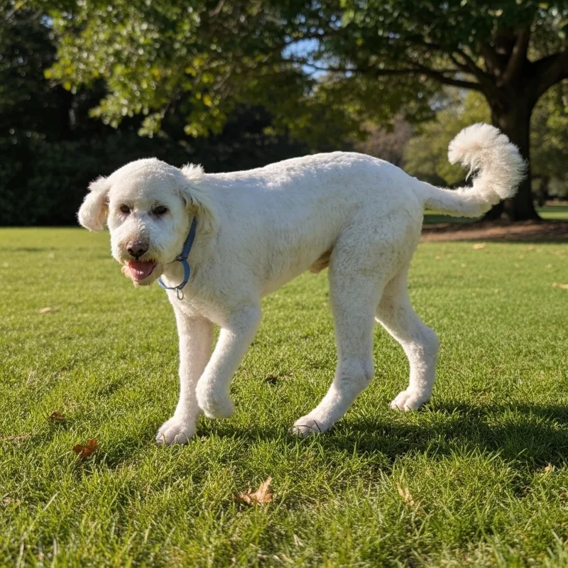 An adult large-sized male White / Cream Sheepadoodle dog named Marv for adoption in COEUR D ALENE, ID