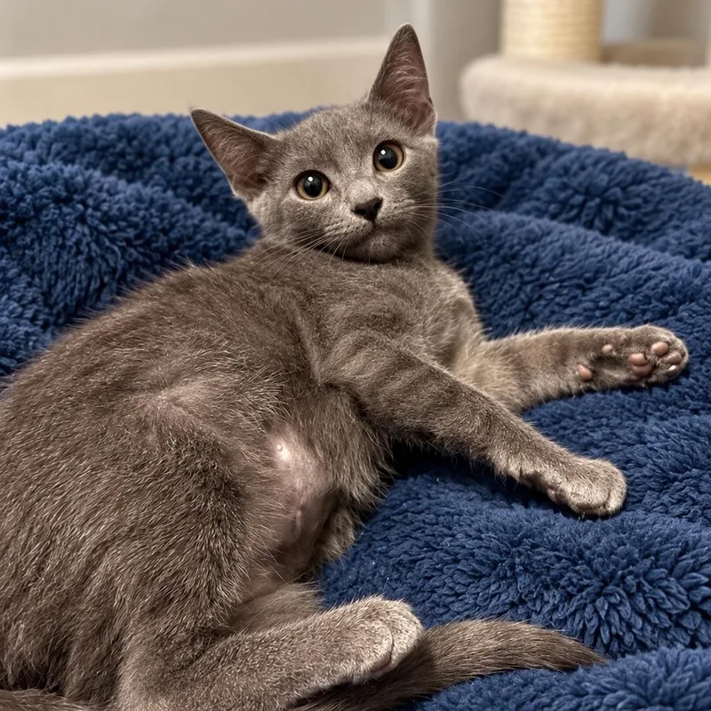 A baby small-sized female Gray / Blue / Silver Domestic Short Hair cat named Veela for adoption in Antioch, CA