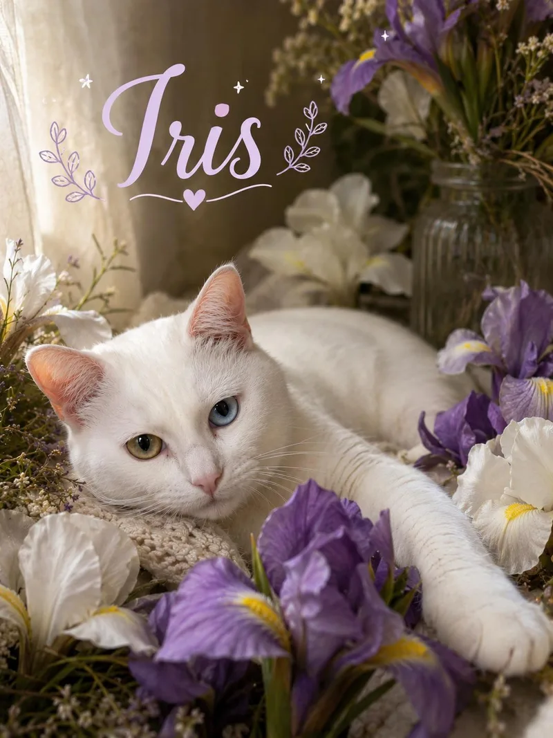 A senior medium-sized female White Domestic Short Hair cat named Iris for adoption in Orleans, VT