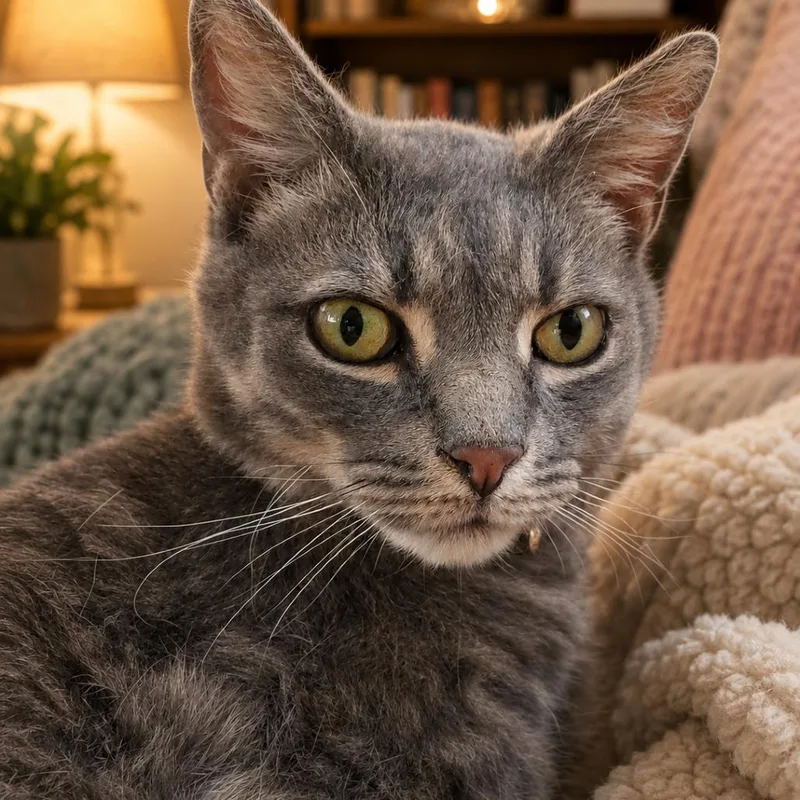 An adult small-sized male Gray / Blue / Silver Domestic Short Hair cat named Treadmill for adoption in Brea, CA