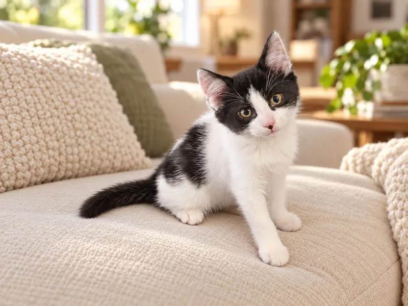 A baby medium-sized female Domestic Medium Hair cat named Fable for adoption in Saginaw, MI