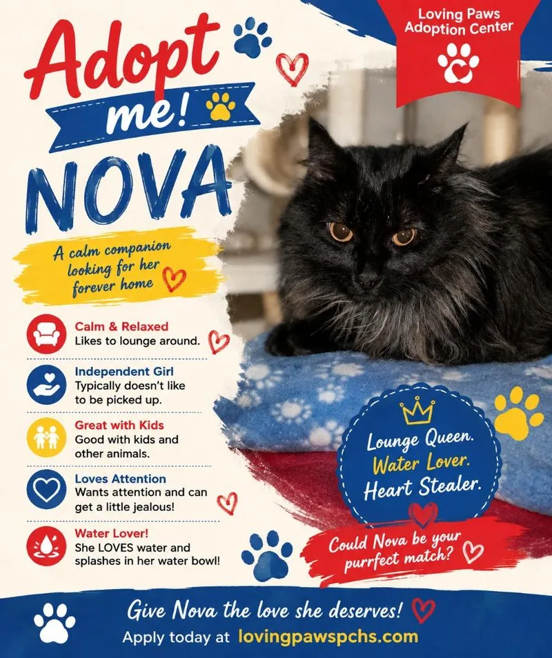 A baby medium-sized female Domestic Long Hair cat named Nova for adoption in Crocker, MO