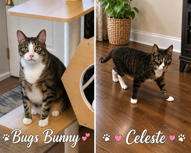 An adult large-sized male Gray & White American Shorthair cat named Bugs Bunny & Celeste for adoption in Westwood, NJ