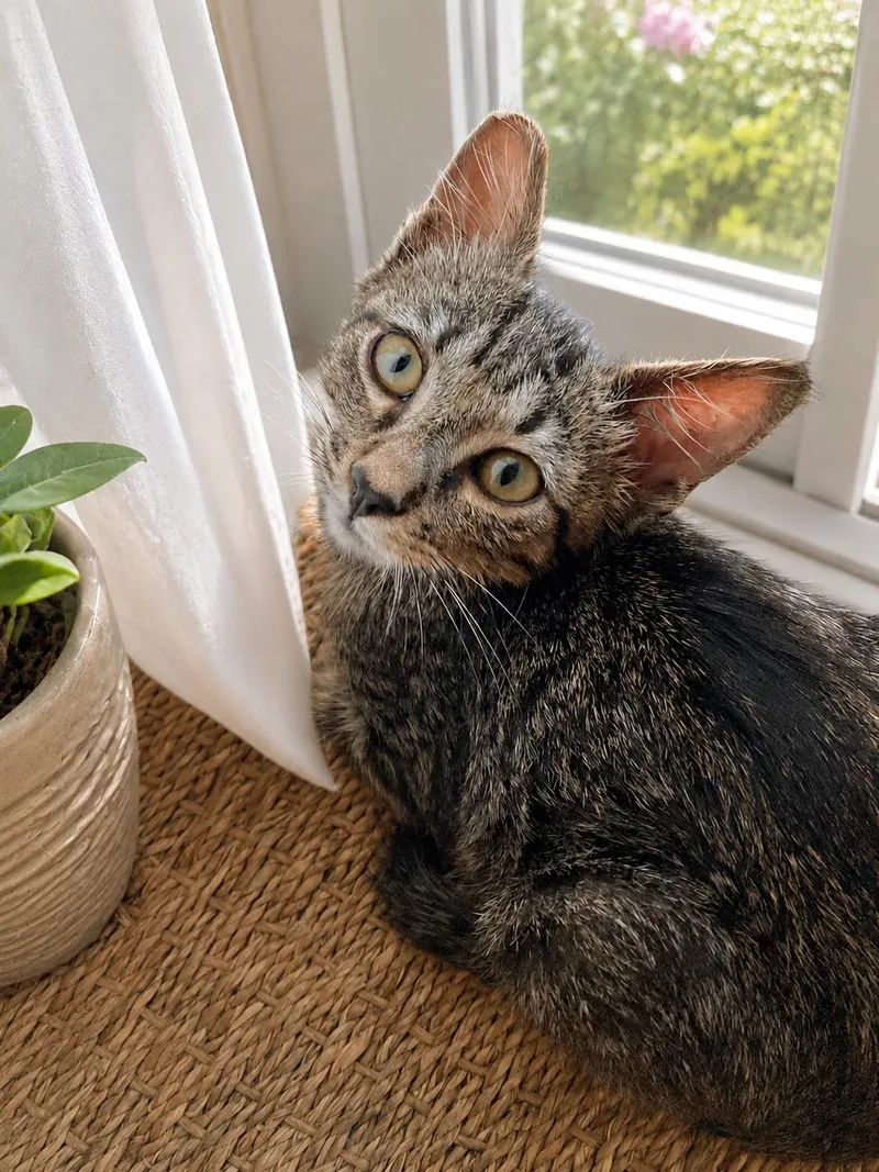 A baby small-sized male Tabby (Brown / Chocolate) Domestic Short Hair cat named Ash for adoption in Coachella, CA