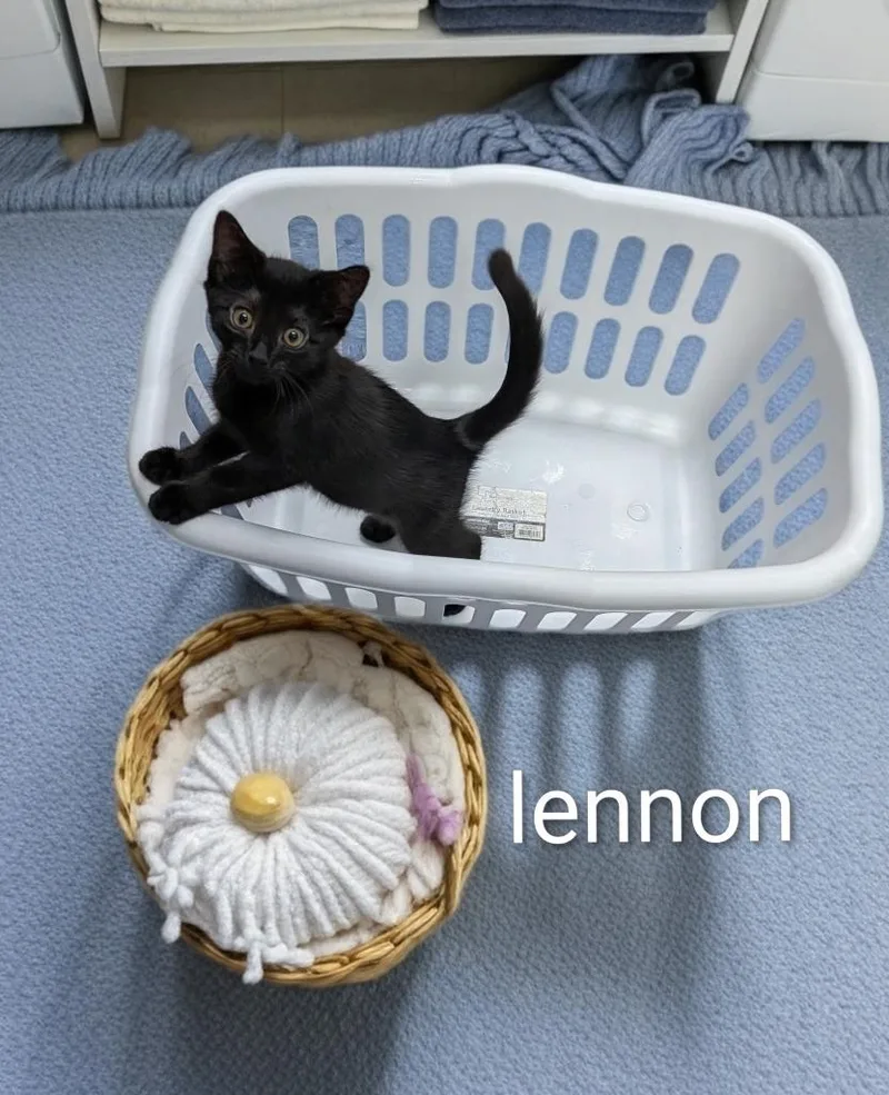 A baby small-sized male Domestic Short Hair cat named Lennon for adoption in Jim Thorpe, PA