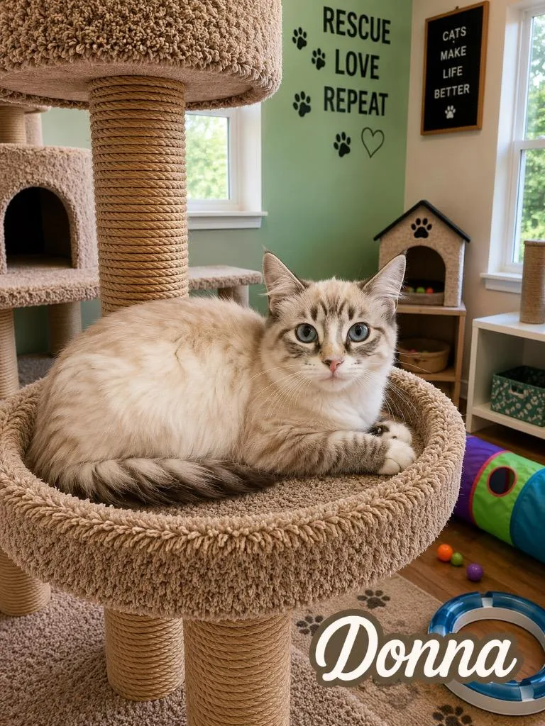 A baby medium-sized female Domestic Medium Hair cat named Donna for adoption in Mountain Home, AR