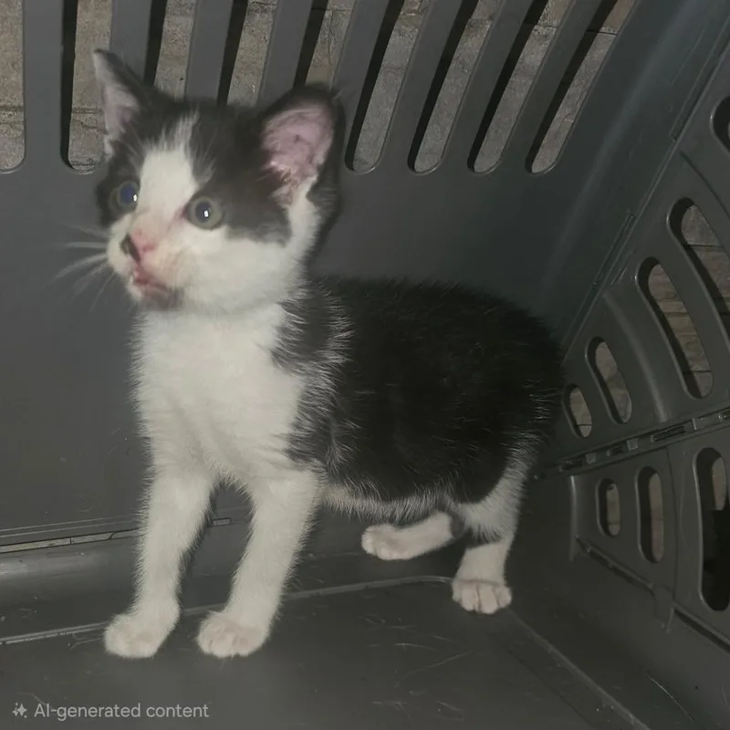 A baby small-sized male Gray / Blue / Silver Domestic Short Hair cat named Bobby for adoption in mount vernon, AR