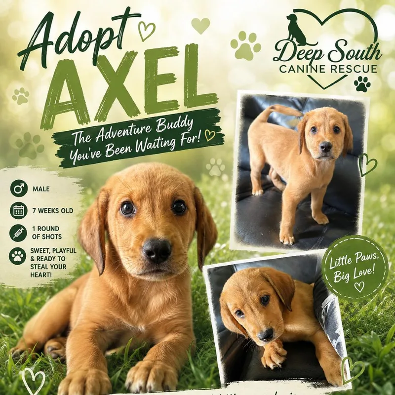 A baby small-sized male Yellow / Tan / Blond / Fawn Mixed Breed dog named Axel for adoption in LOXAHATCHEE, FL