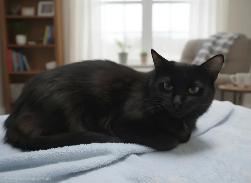 An adult medium-sized female Black Domestic Short Hair cat named Dusty for adoption in Pocatello, ID
