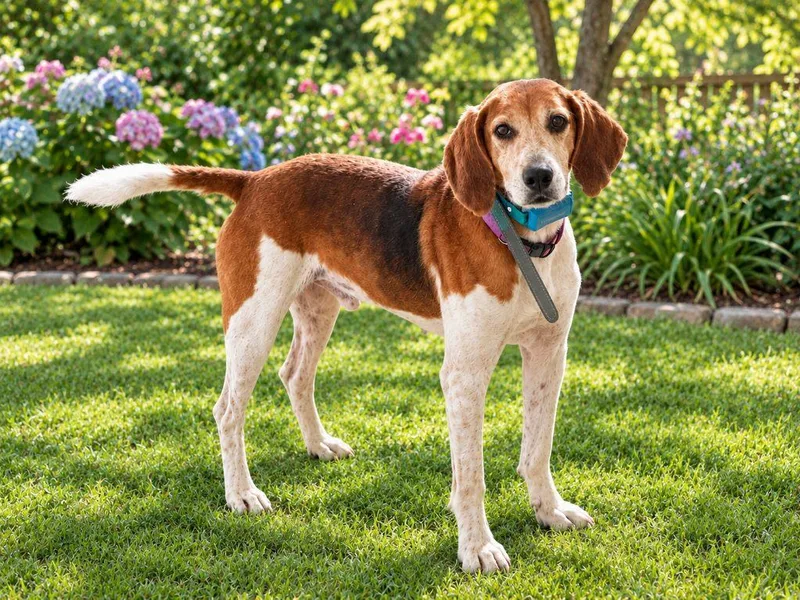 An adult medium-sized male Treeing Walker Coonhound dog named Karl for adoption in Rocky Mount, NC