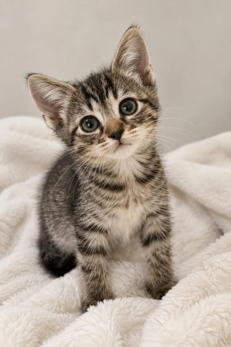 A baby medium-sized male Tabby (Brown / Chocolate) Domestic Short Hair cat named Smokey for adoption in Greensboro, NC