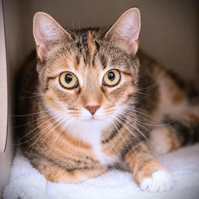 An adult medium-sized female Torbie Domestic Short Hair cat named Dorothy for adoption in Amsterdam, NY