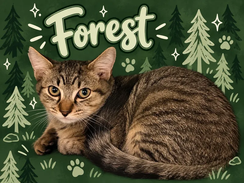 A young medium-sized male Tabby cat named Forest for adoption in Greenville, DE