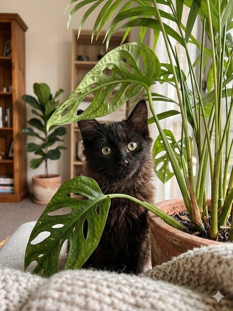 A baby small-sized female Black Domestic Medium Hair cat named Cattarina for adoption in Acworth, GA