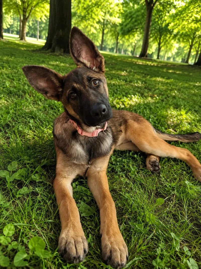 A baby large-sized female Brown / Chocolate Belgian Shepherd / Malinois dog named Millia for adoption in Park Forest, IL