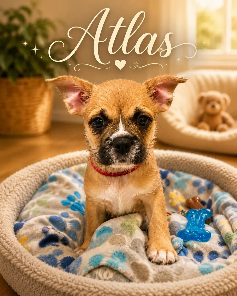 A baby small-sized male French Bulldog dog named Atlas for adoption in Orange, CA