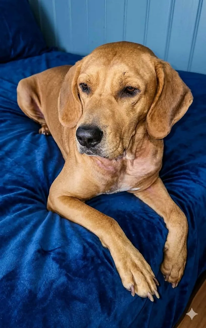 An adult large-sized male Red / Chestnut / Orange Redbone Coonhound dog named Skip for adoption in Wantagh, NY