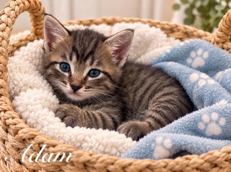 A baby small-sized male Domestic Short Hair cat named Adam for adoption in Sebastian, FL