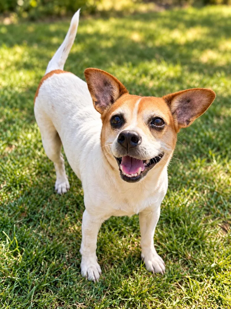 An adult medium-sized female Apricot / Beige Jack Russell Terrier dog named Mindy for adoption in Houston, TX