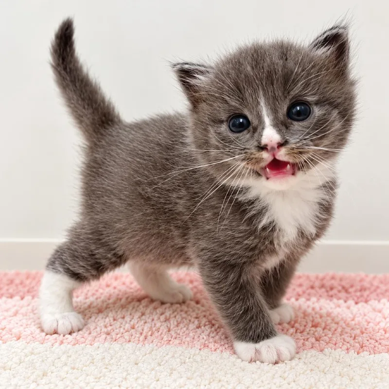 A baby small-sized male Gray / Blue / Silver Domestic Short Hair cat named Mothman for adoption in Long Beach, CA