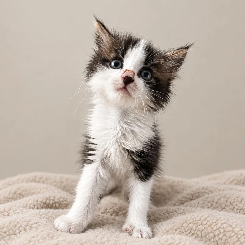 A baby medium-sized male Tabby (Brown / Chocolate) Domestic Long Hair cat named Cosmic Brownie for adoption in Greensboro, NC