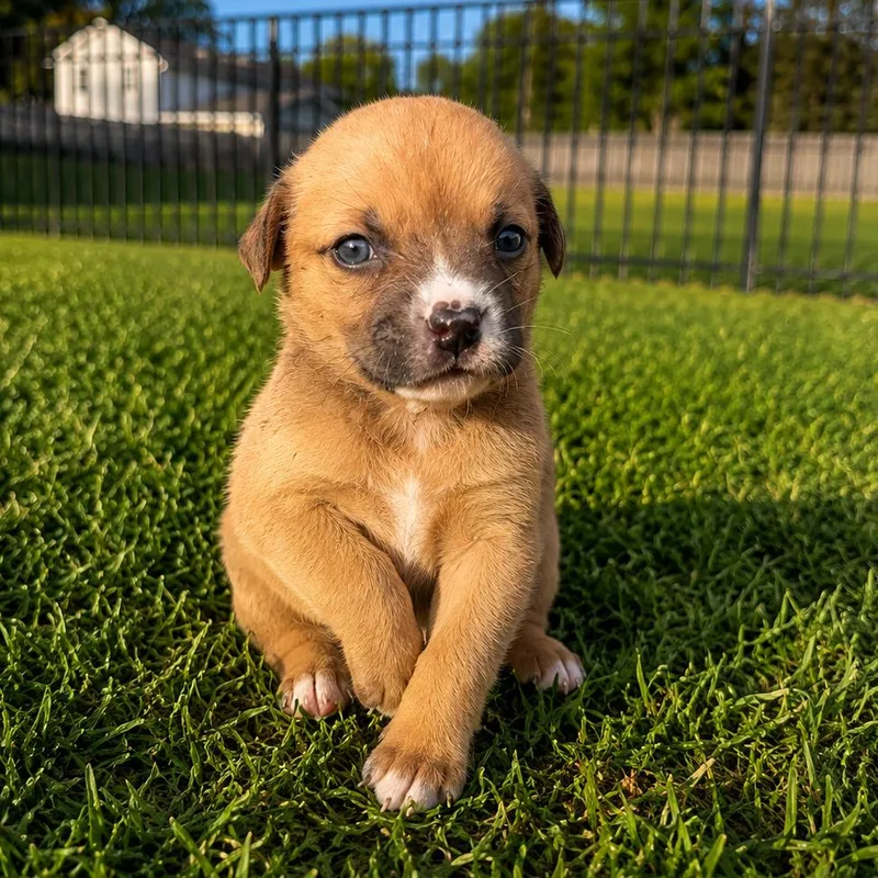A baby medium-sized female Yellow / Tan / Blond / Fawn Labrador Retriever dog named Freya for adoption in Columbia Station, OH