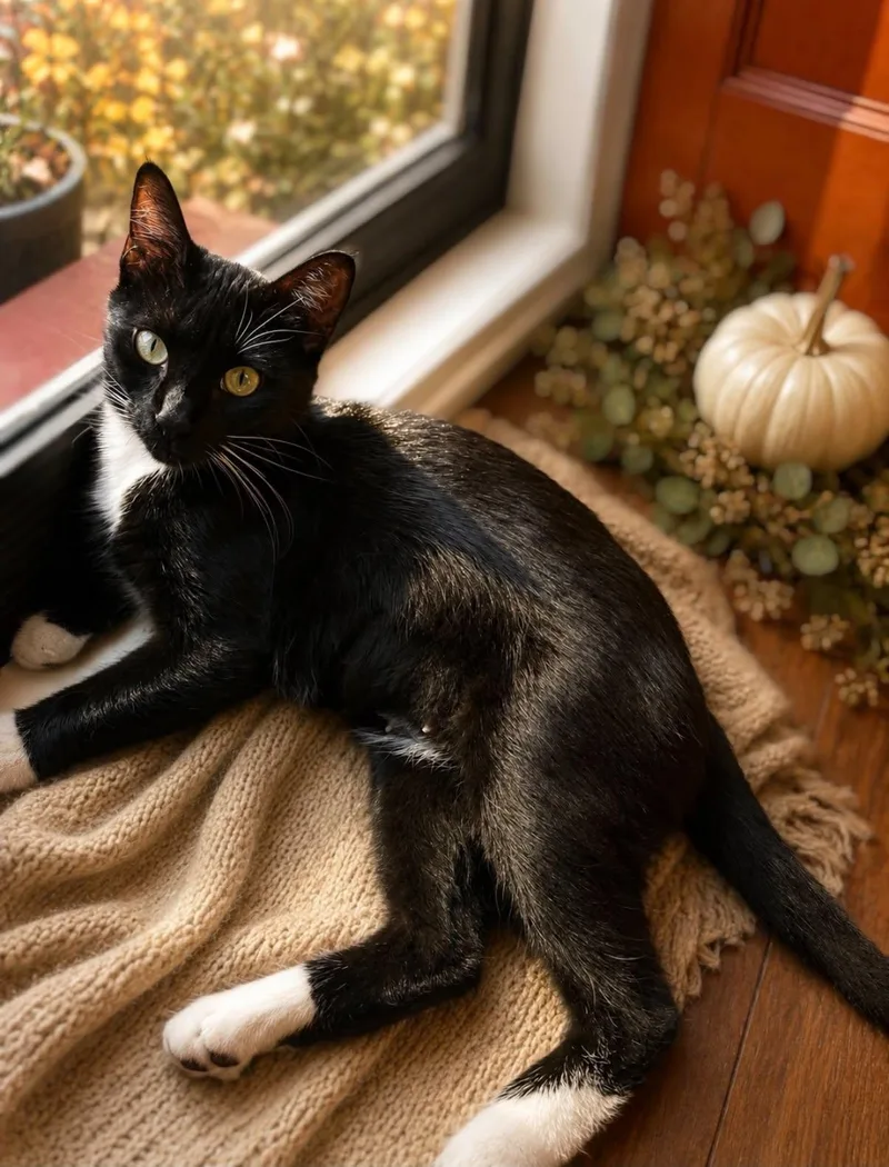 A young medium-sized female Black & White / Tuxedo Domestic Short Hair cat named Maru for adoption in Warr Acres, OK