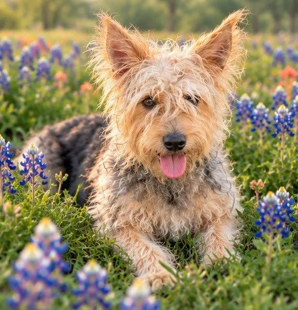 A young medium-sized male Silky Terrier dog named Benji for adoption in Montgomery, TX