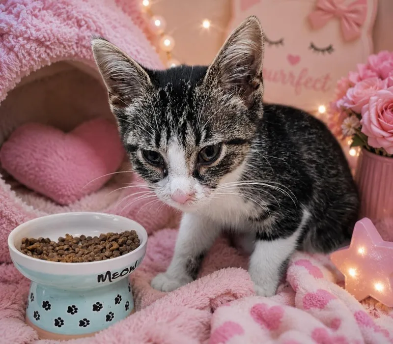 A baby small-sized female Domestic Short Hair cat named Teresa for adoption in Washington Court House, OH