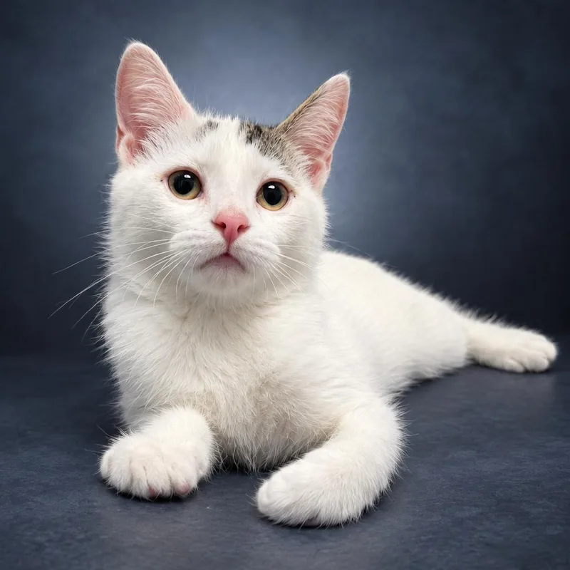 A baby small-sized male White Domestic Short Hair cat named Turbo for adoption in Newport, TN