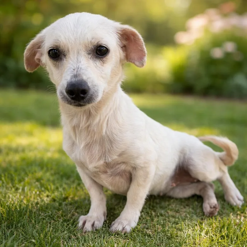 An adult small-sized female White / Cream Chihuahua dog named Cappuccino for adoption in Monticello, IA