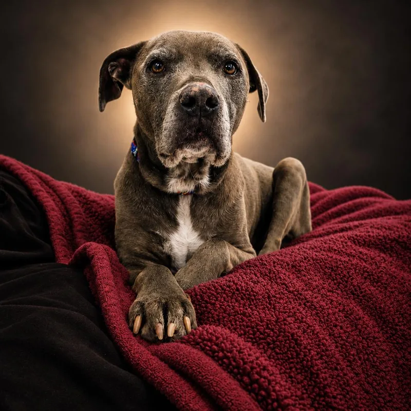 A senior medium-sized female Gray / Blue / Silver Weimaraner dog named Bella for adoption in Newport, TN