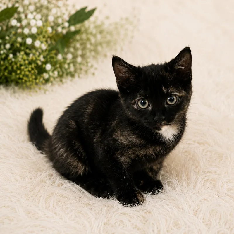 A baby small-sized female Black Domestic Short Hair cat named Baby for adoption in Tylertown, MS