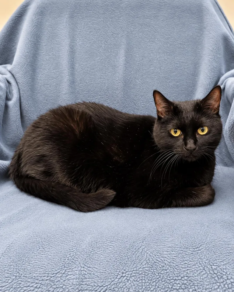 A senior medium-sized female Black Domestic Short Hair cat named Lilith for adoption in Rockwall, TX