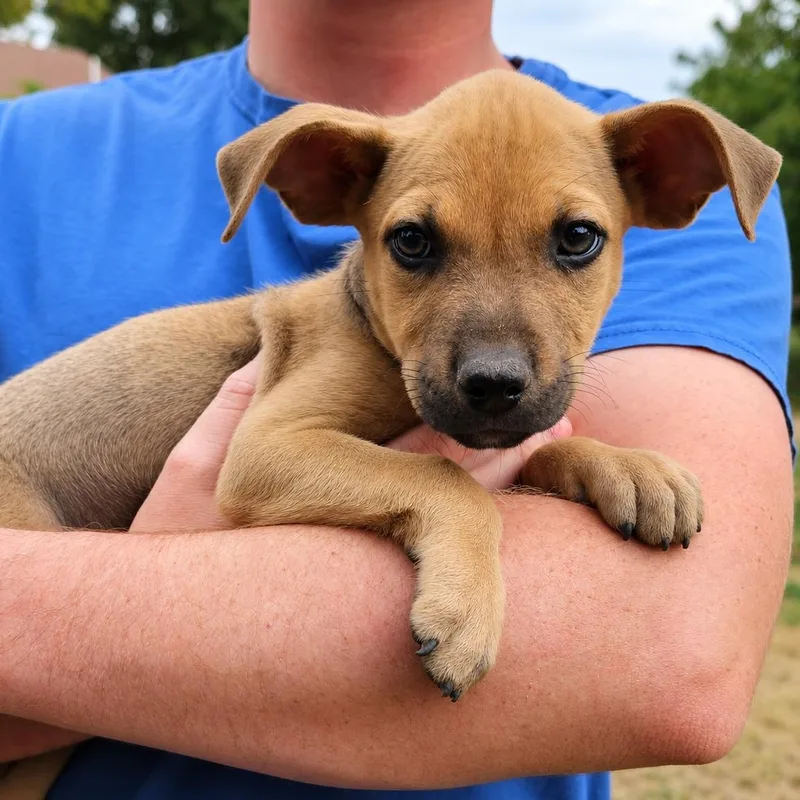A baby small-sized male Bicolor Terrier dog named German for adoption in Chatham, NJ