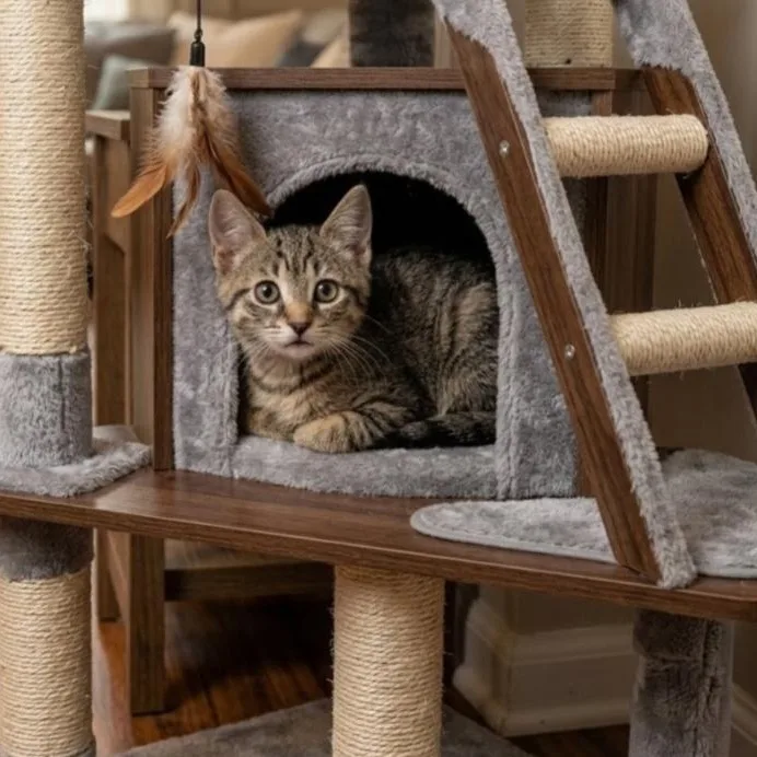 A baby small-sized male Tabby (Buff / Tan / Fawn) American Shorthair cat named Bobby for adoption in Union City, NJ