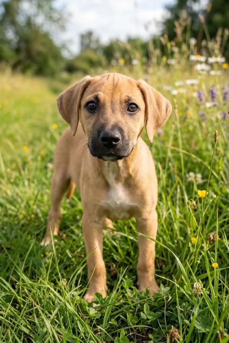 A baby medium-sized male Golden Labrador Retriever dog named Pancho for adoption in Wanaque, NJ