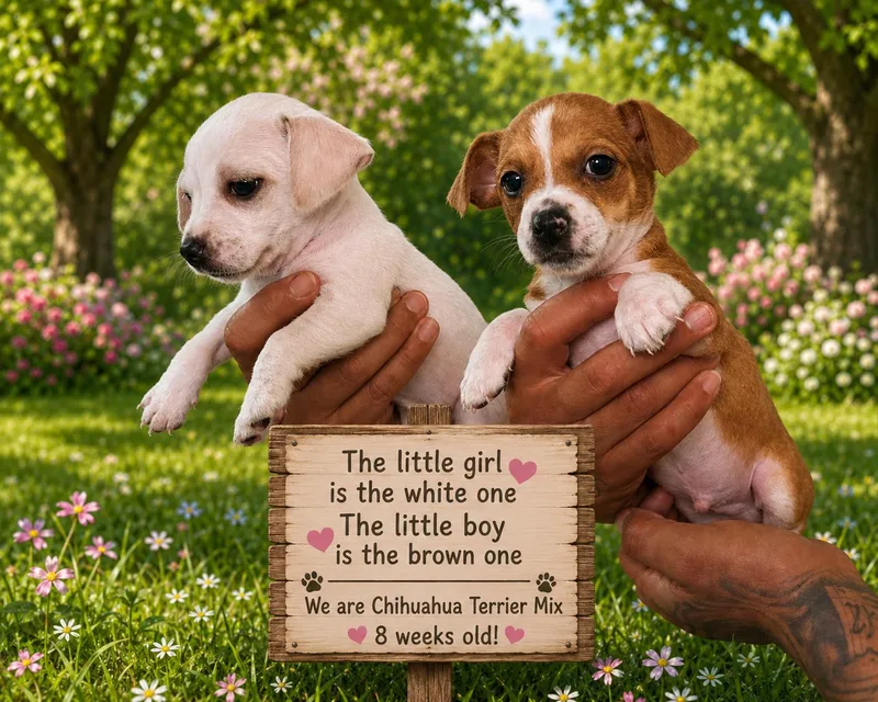 A baby small-sized female Chihuahua dog named Bella And Barry for adoption in Murphys, CA