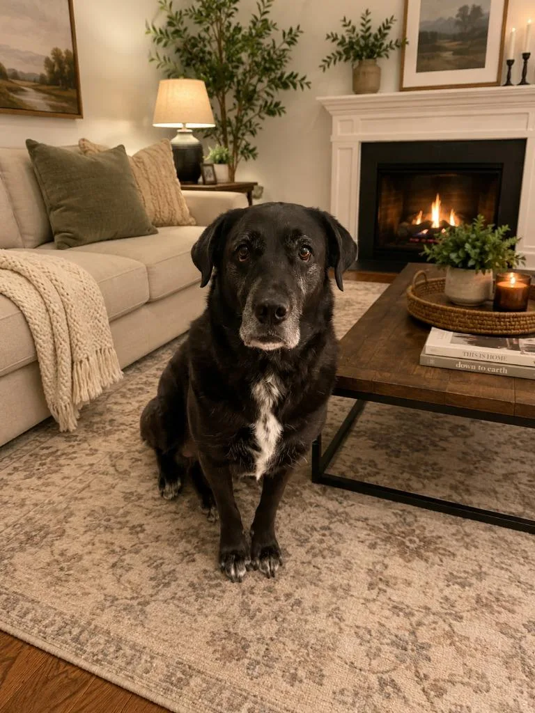 A senior large-sized female Black Labrador Retriever dog named Daisy Mae for adoption in Centralia, IL