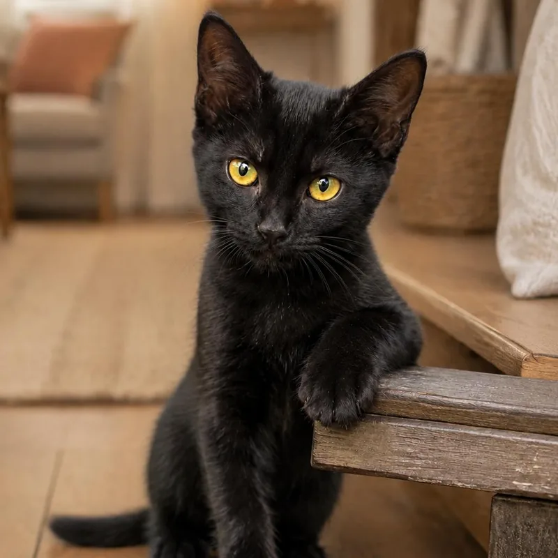 A baby small-sized male Black Domestic Short Hair cat named Jeter for adoption in Columbia, MO